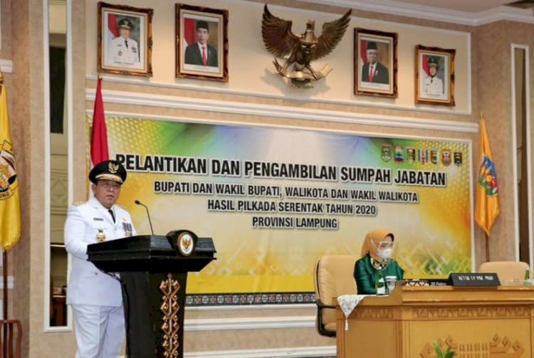 Gubernur Lampung Lantik Tujuh Pasang Kepala Daerah Terpilih